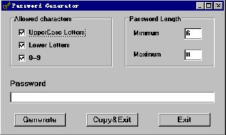 EZ Password Secure built-in password generator for creating strong random passwords